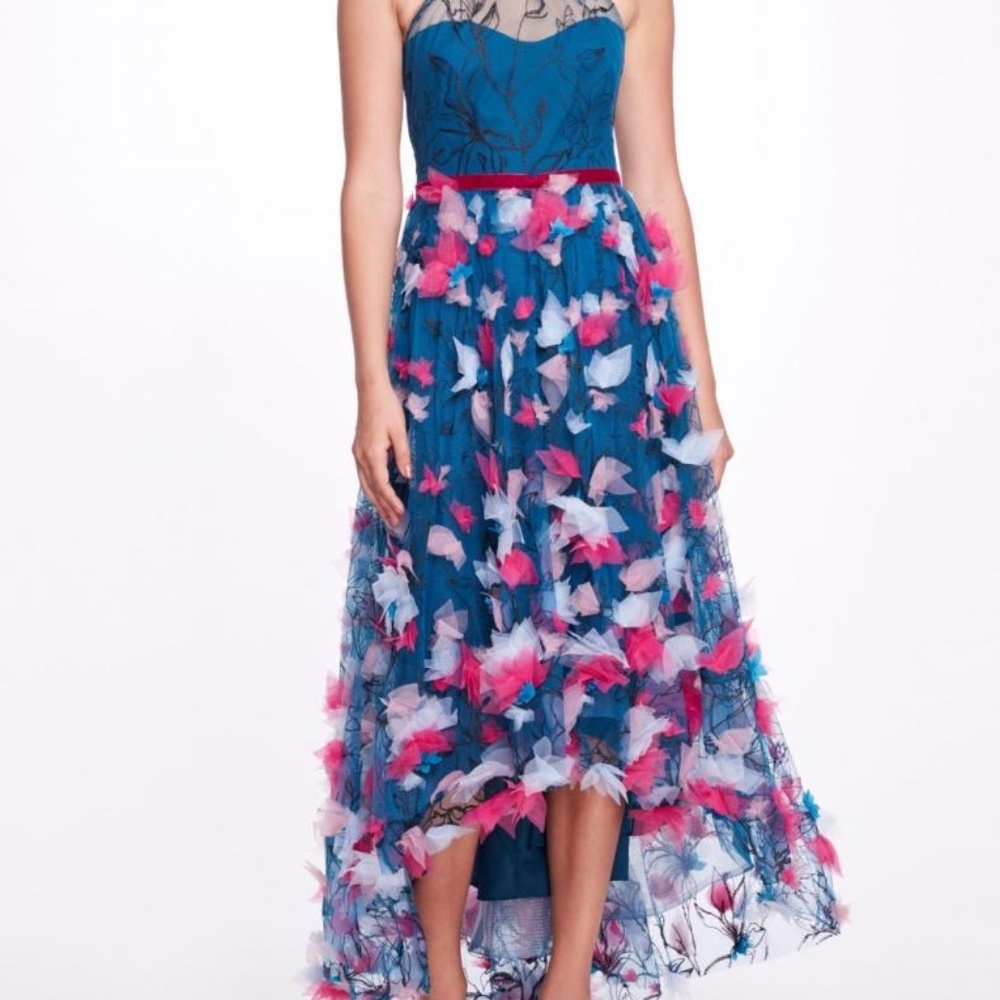 Like New Size 8 Marchesa Notte Teal /Pink gown /Dress